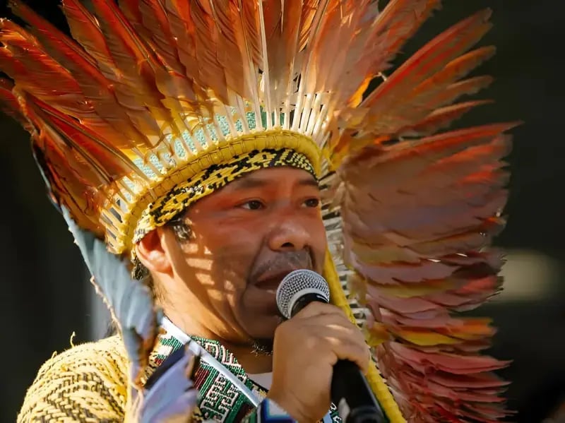 Indigenous Person Speaks at Just Transition Picket-nic in Bonn
